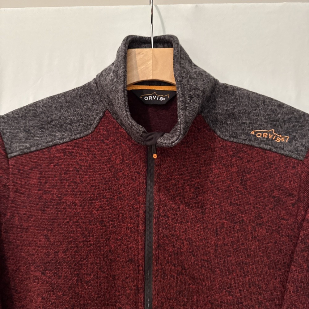 Orvis Men's MED Full Zip Fleece Jacket Elbow Patches Pockets Outdoor Hiking NWOT